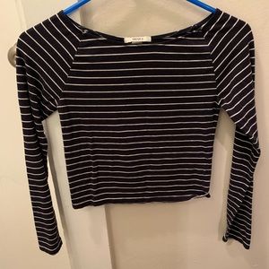 Blue, Almost black striped long sleeve crop top